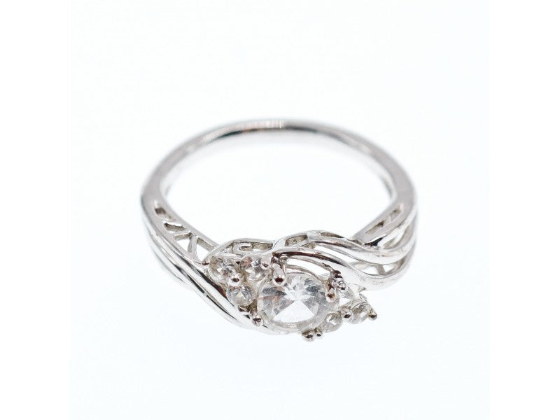 925 Sterling Silver White Topaz Ring Size 7