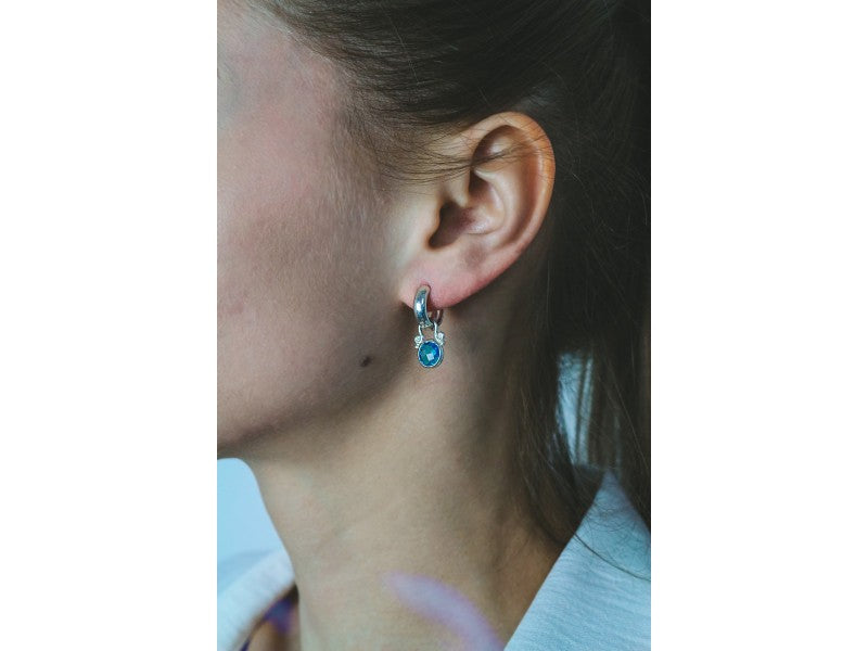Vintage 925 Sterling Silver Topaz Earrings