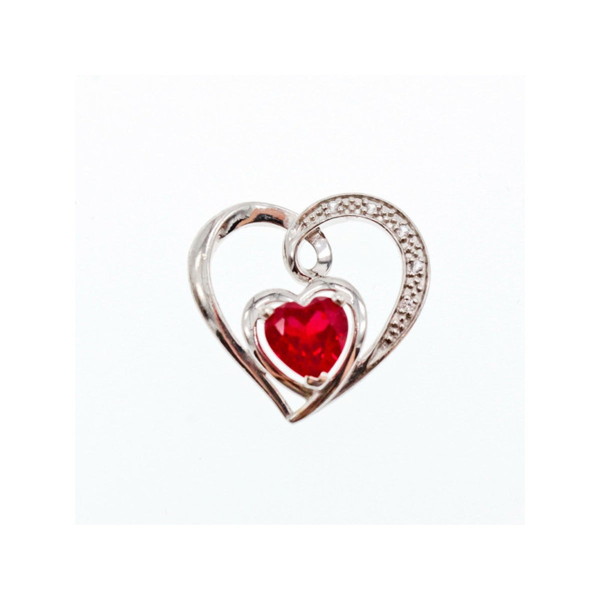 925 Sterling Silver Spinel & CZ "Heart" Pendant