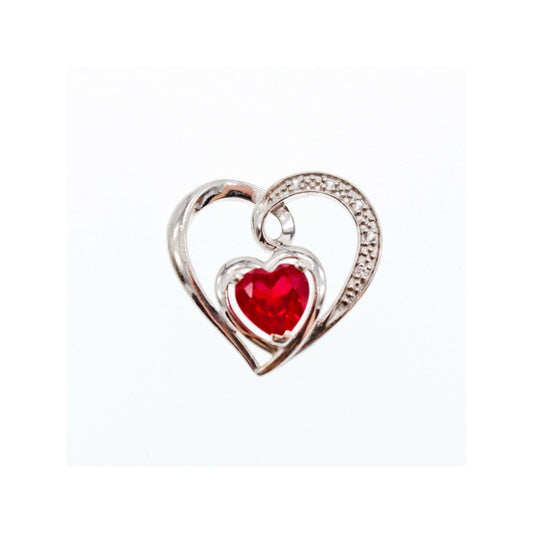 925 Sterling Silver Spinel & CZ "Heart" Pendant