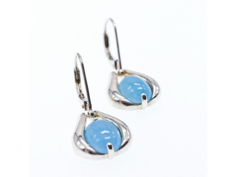 925 Sterling Silver Blue Agate Earrings