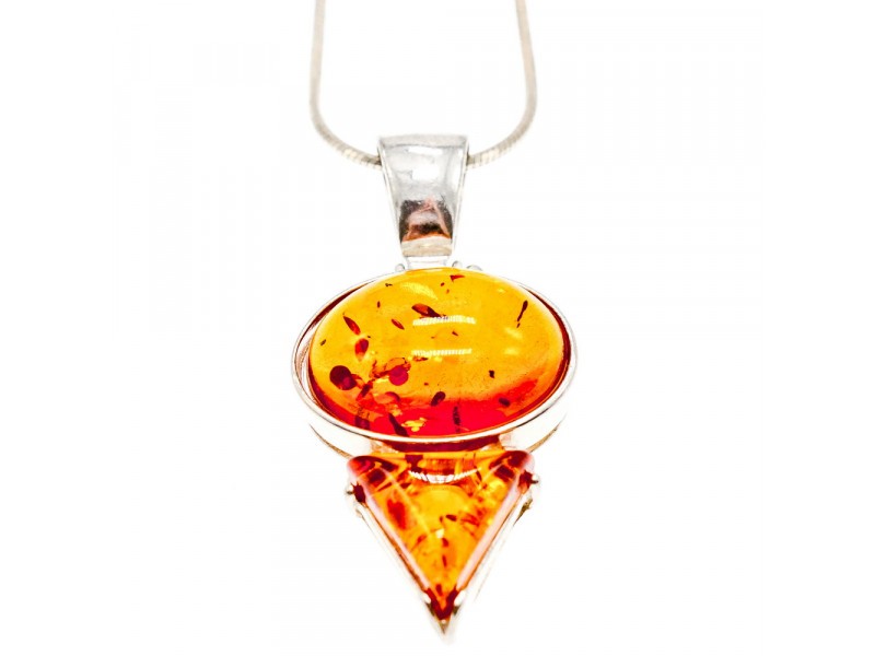 925 Sterling Silver Amber Chain With Pendant