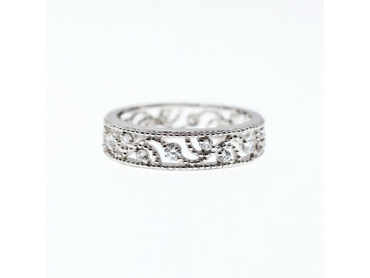 925 Sterling Silver CZ Band Ring Size 5.5; 6.5