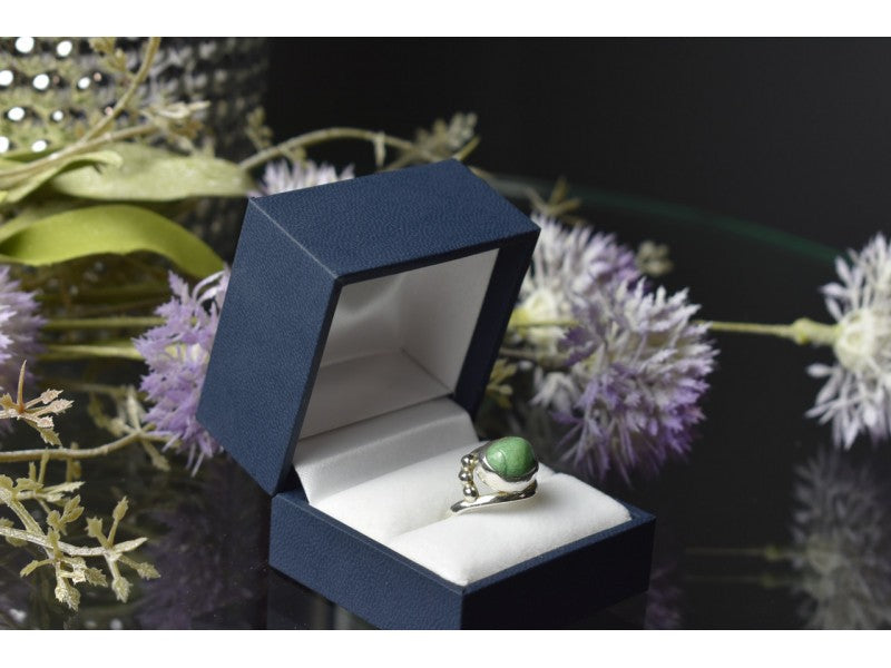 925 Sterling Silver Green Turquoise Ring Size 7.5 Mexico