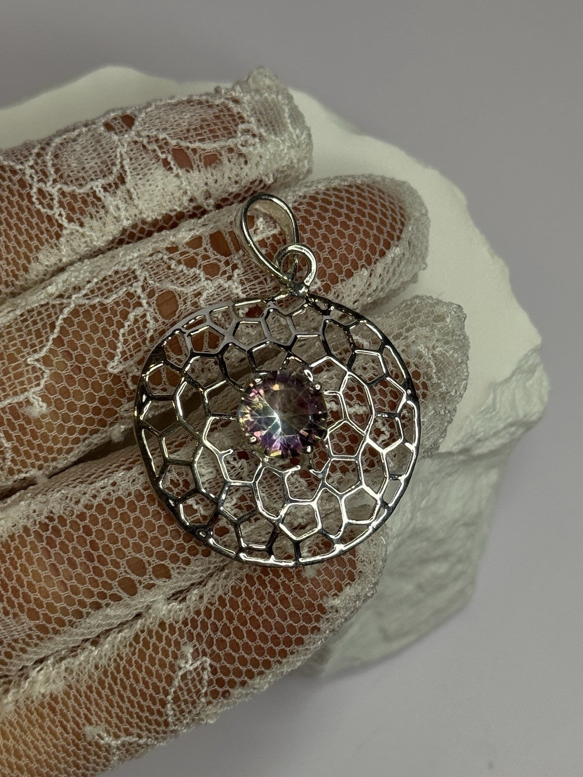 925 Sterling Silver Alexandrite Pendant Length 1.8 Inch