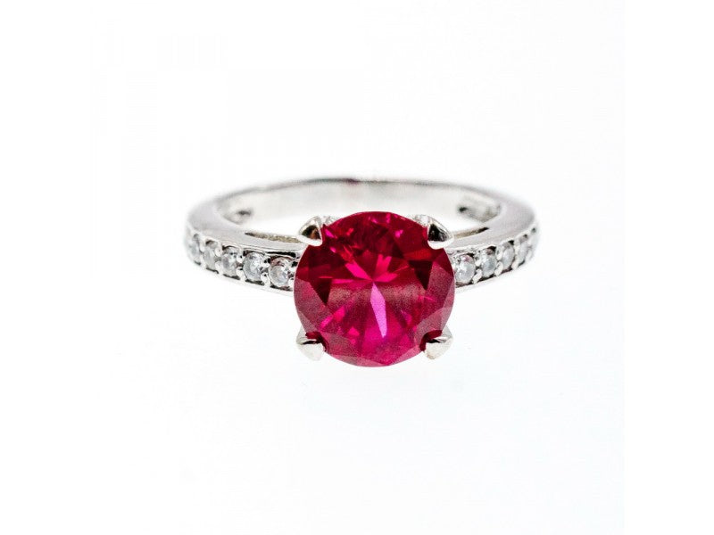 925 Sterling Silver Pink Topaz & CZ Ring Size 7