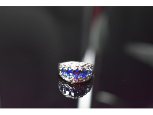 925 Sterling Silver Blue Topaz Ring Size 7.5