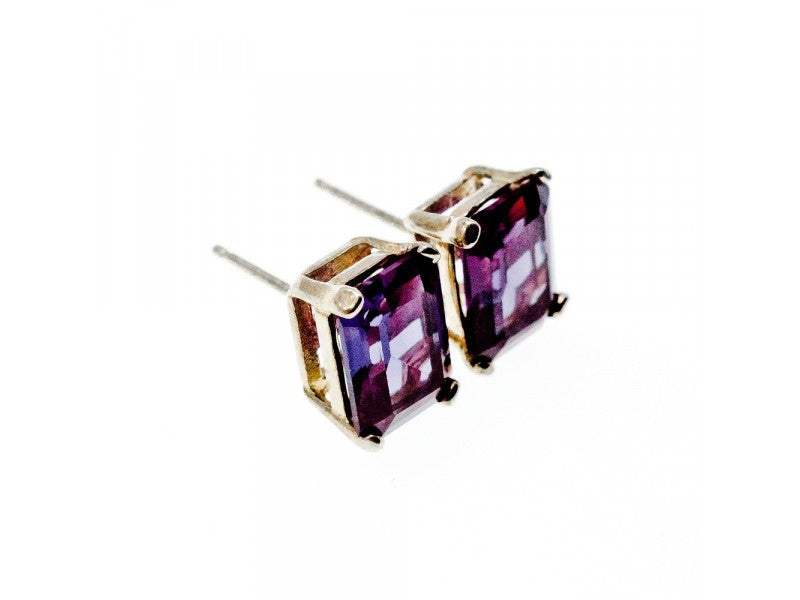 925 Sterling Silver Amethyst Stud Earrings