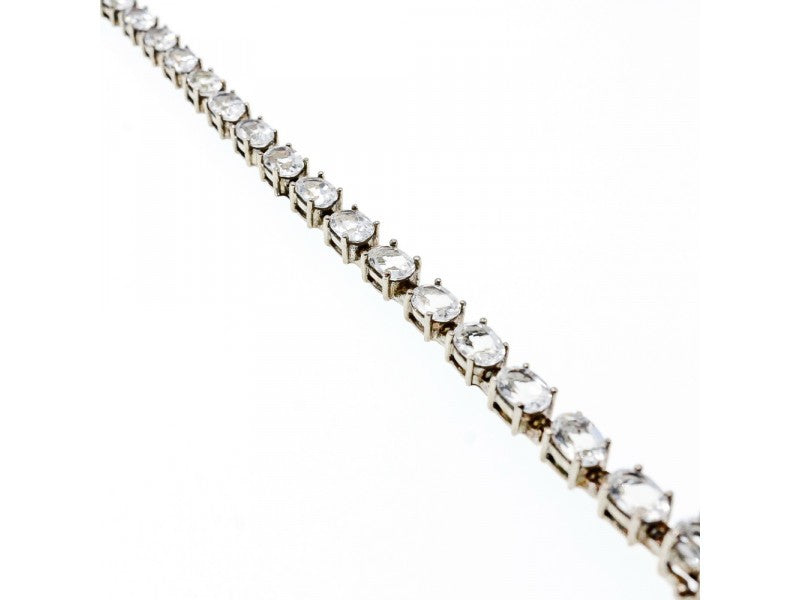 925 Sterling Silver White/Colorless Spinel Bracelet Size 6.7 IN