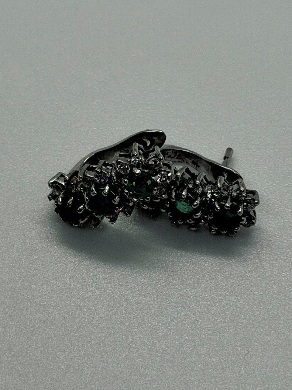 Floral Design 925 Sterling Silver Emerald & White Topaz Earrings