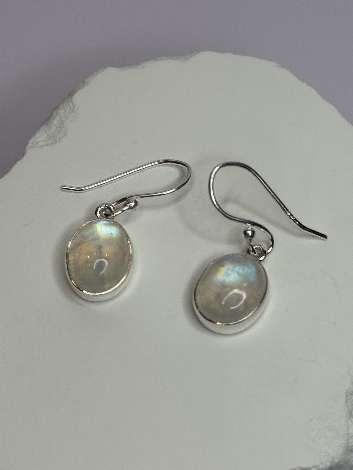 925 Sterling Silver Moonstone Earrings Length 1.1 Inch