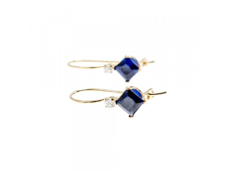 10K Yellow Gold Sapphires & Diamonds Earrings