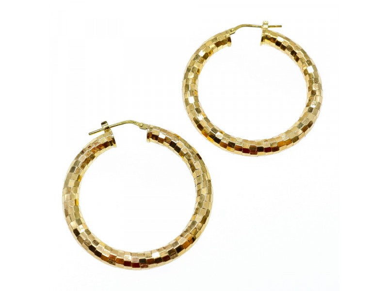 925 Sterling Silver Gold Plated Hoop Earrings Italy