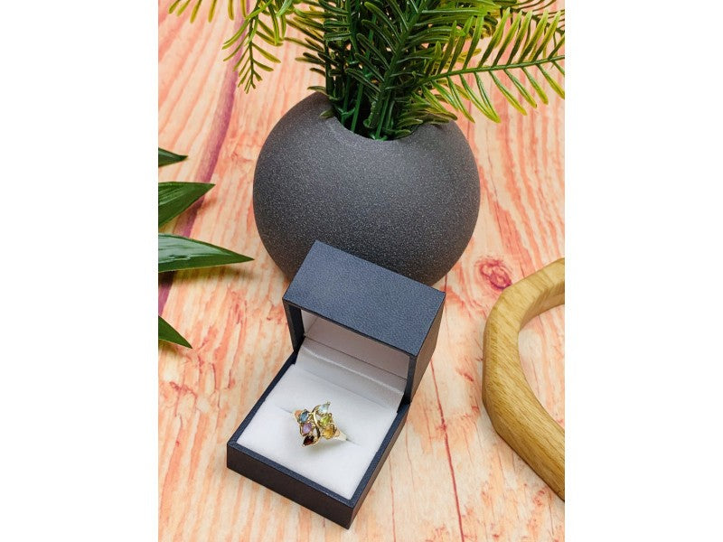 925 Sterling Silver Multi Gemstones Ring Size 9