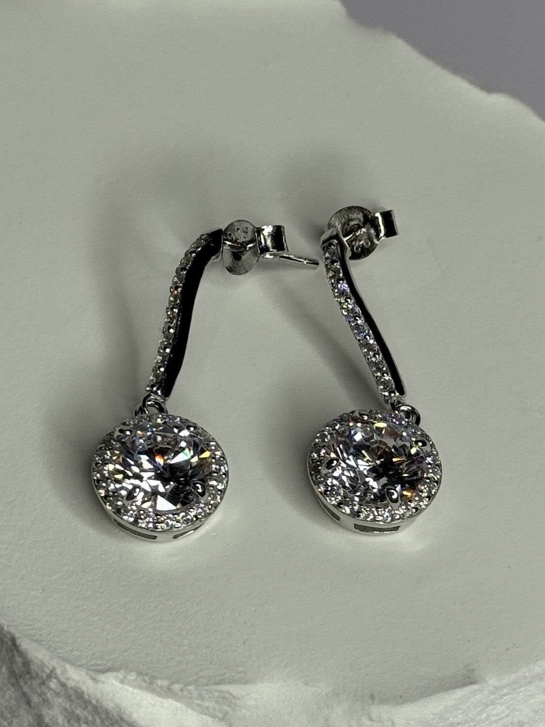 925 Sterling Silver Dream CZ Earrings Length 1.05 Inch