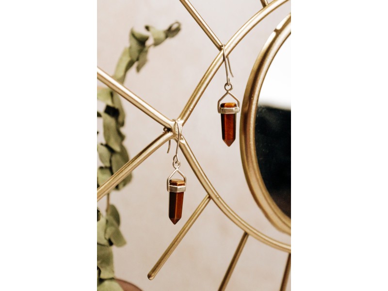 925 Sterling Silver Tiger'S Eye Earrings