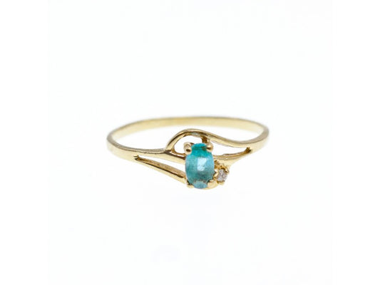 10K Yellow Gold Topaz & Diamond Ring Size 6.75