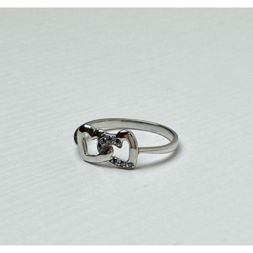 925 Sterling Silver Aquamarine "Hearts" Ring Size 7