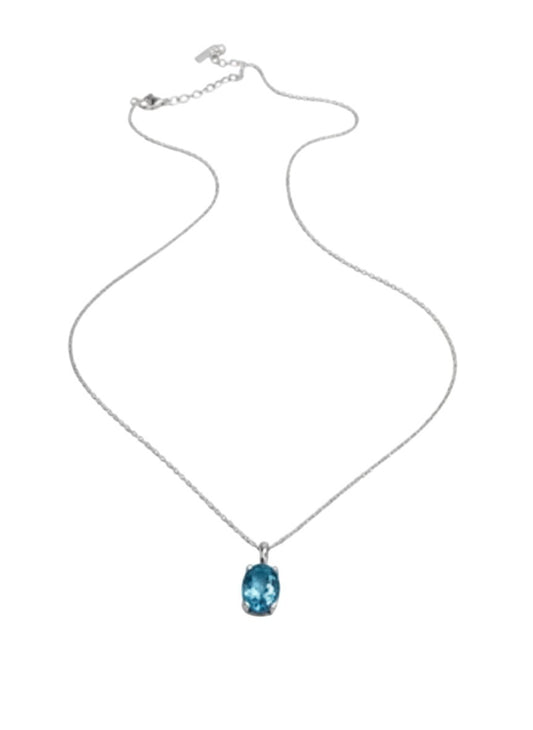 14K White Gold Topaz Pendant & 10K White Gold Chain