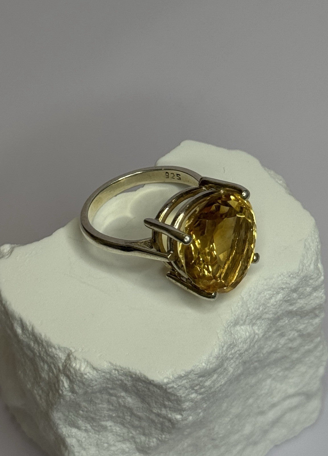 925 Sterling Silver Citrine Ring Size 7