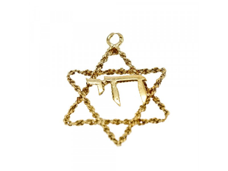 14K Yellow Gold Star OF David Pendant