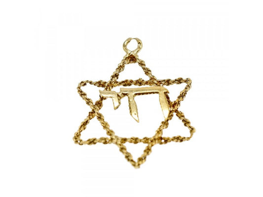 14K Yellow Gold Star OF David Pendant