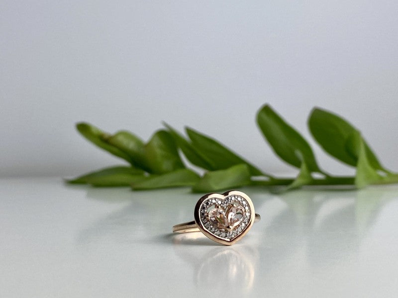 925 Sterling Silver Gold Plated Morganite Ring Size 10