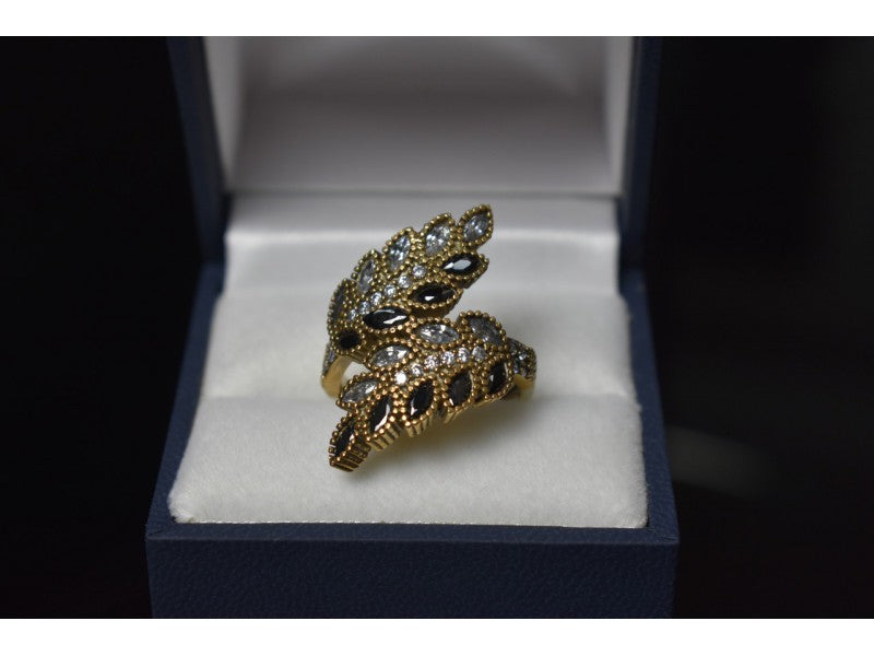 925 Sterling Silver with Gilding Alpanite & CZ Ring Size 9
