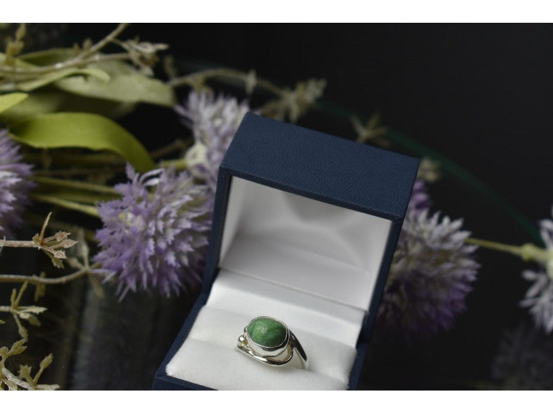 925 Sterling Silver Green Turquoise Ring Size 7.5 Mexico