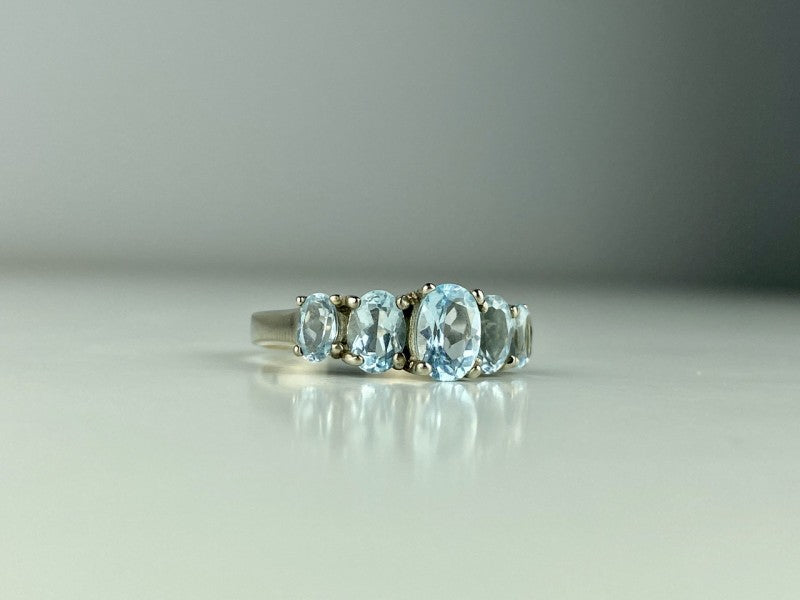 925 Sterling Silver Blue Spinel Ring Size 6.5