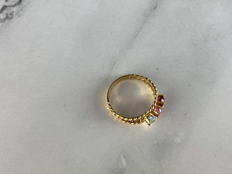 GOLD PLATED RING WITH MULTICOLOR CZ SIZE 6.5
