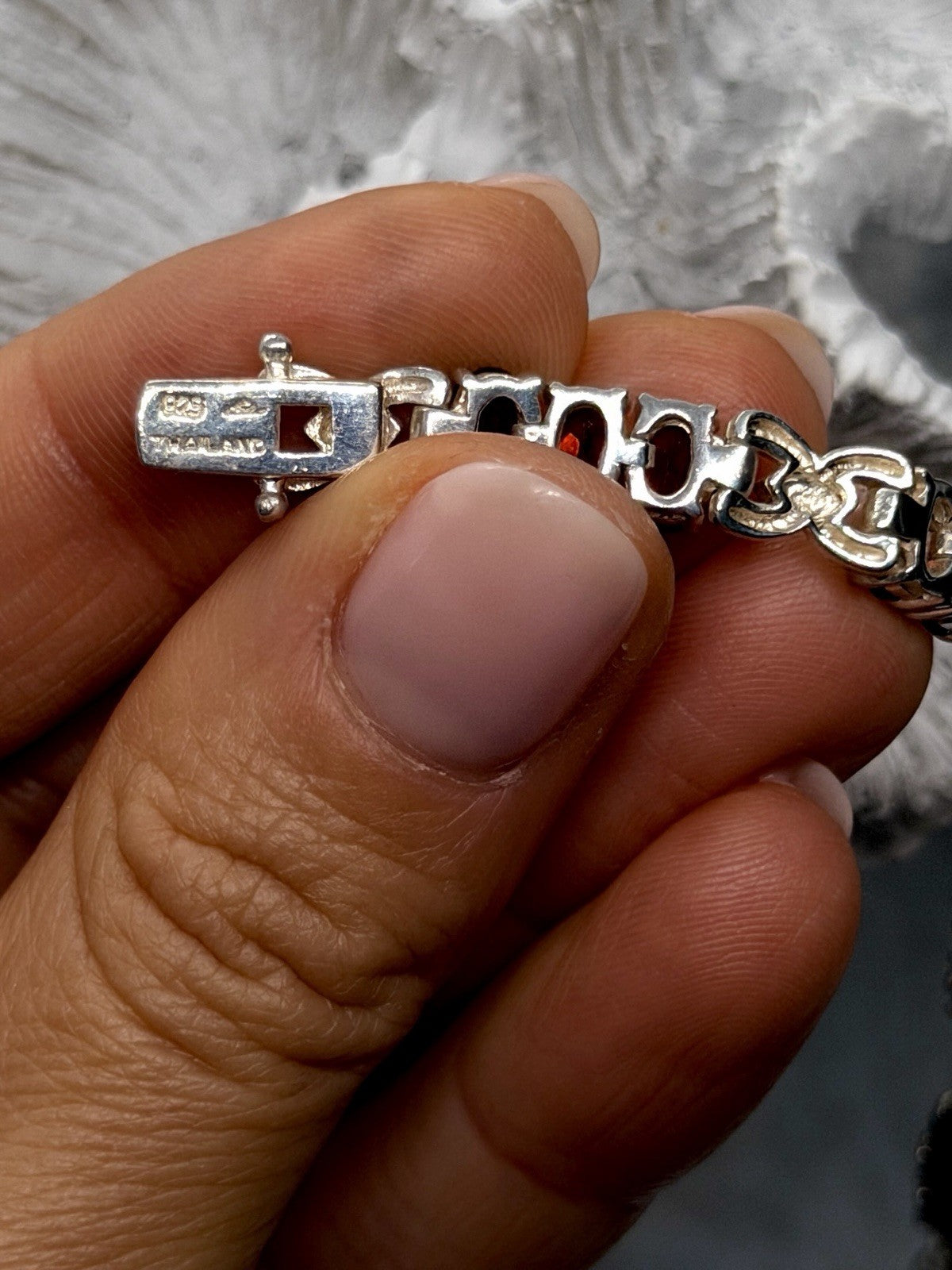 Beautiful 925 Sterling Silver Red Garnet Bracelet