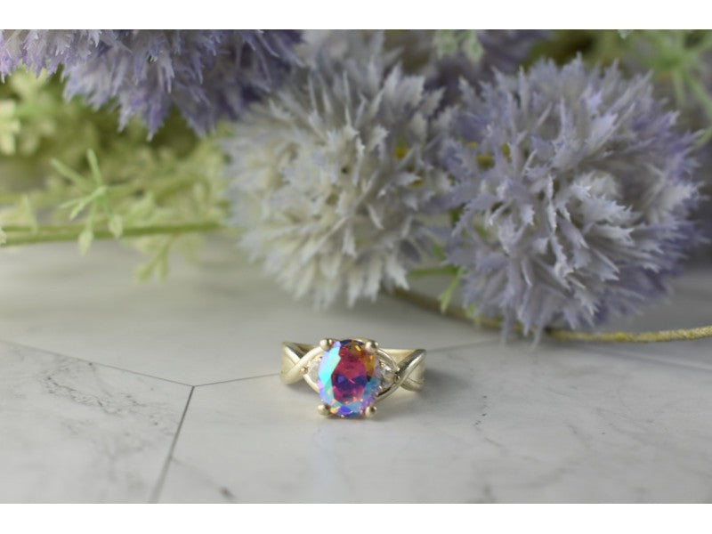 925 Sterling Silver Mystic CZ Ring Size 7.25