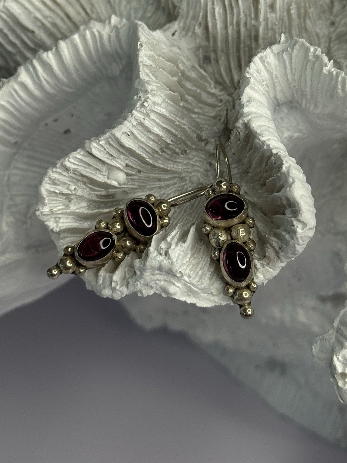 925 Sterling Silver Garnet Pyrope Earrings Length 1.15 Inch