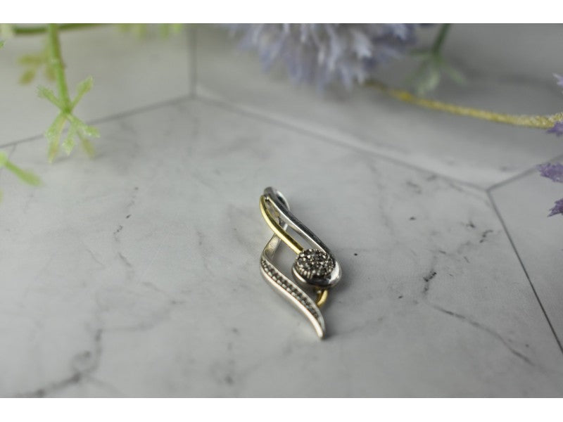 925 Sterling Silver with Gold inserts (10K) & Diamonds "Violin clef" Pendant