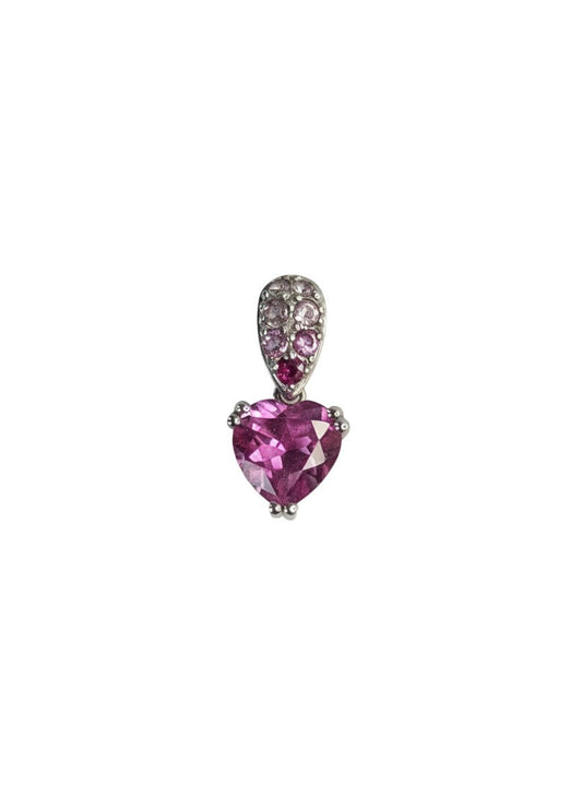 10K White Gold Pink Topaz Heart Pendant