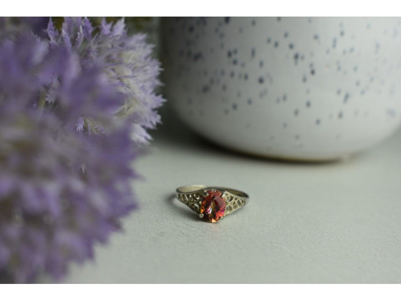 925 Sterling Silver Pink Spinel Ring Size 8