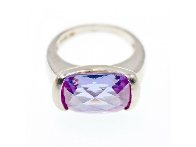 925 Sterling Silver Purple CZ Ring Size 8