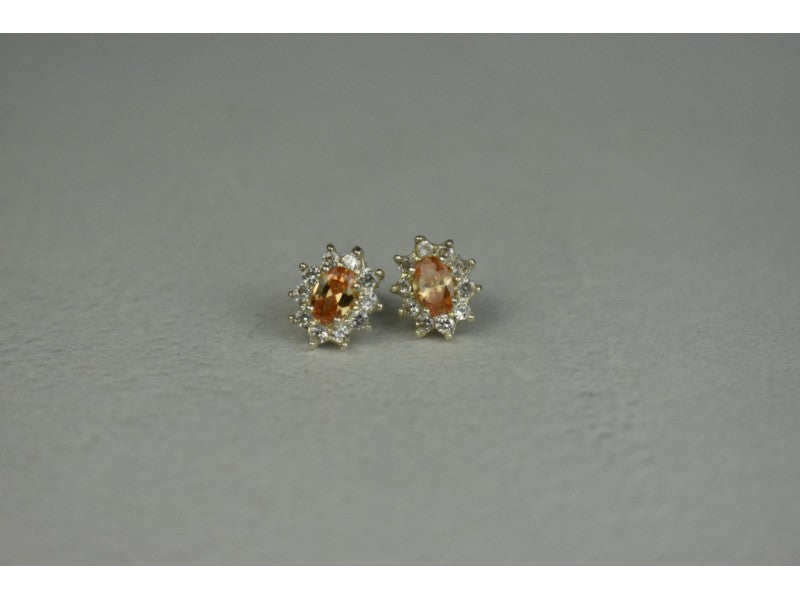 925 Sterling Silver Citrine & CZ "Spring Flowers" Earrings