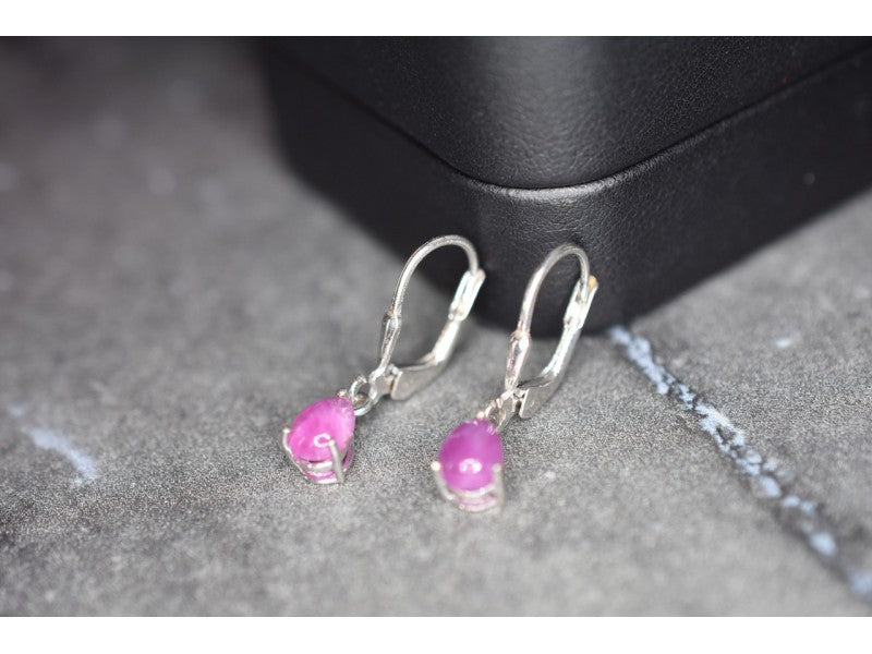 925 Sterling Silver Pink Spinel Earrings