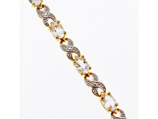 925 Sterling Silver Gold Plated Aquamarine Bracelet