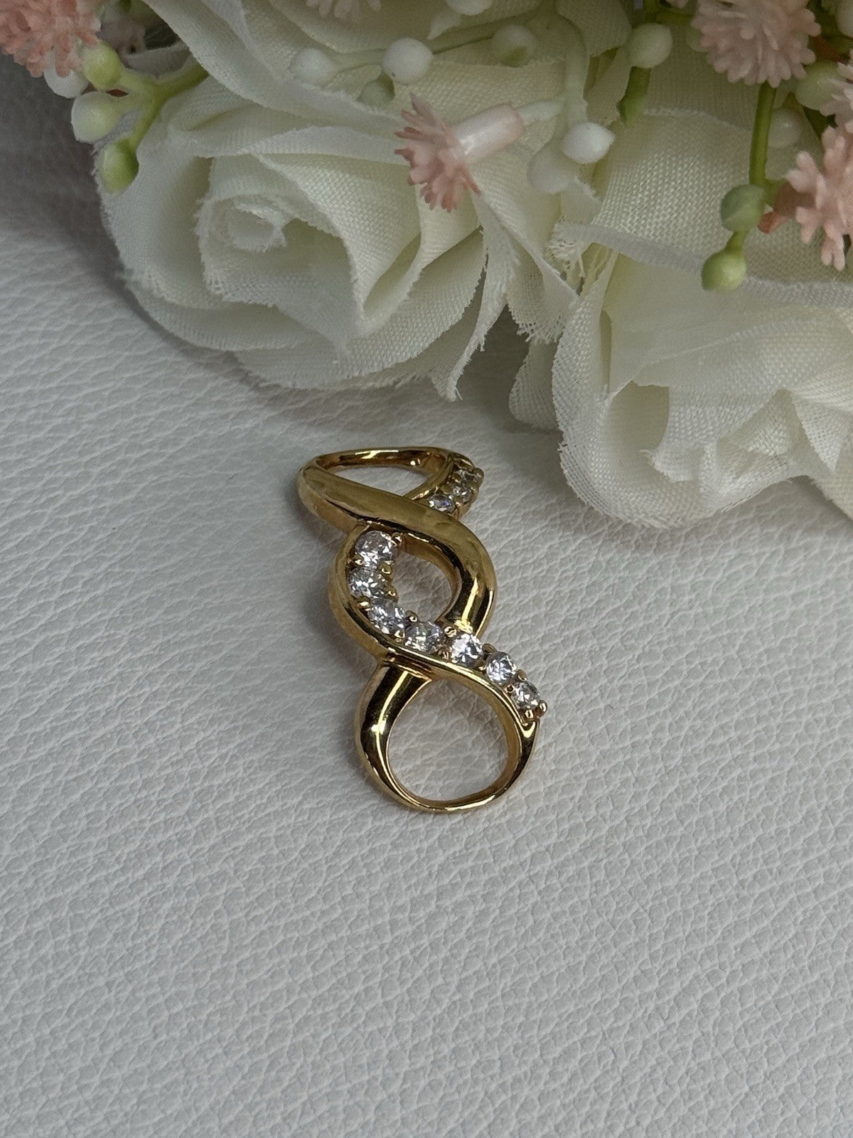 925 Sterling Silver Gold Plated CZ Pendant Length 1.20 Inch