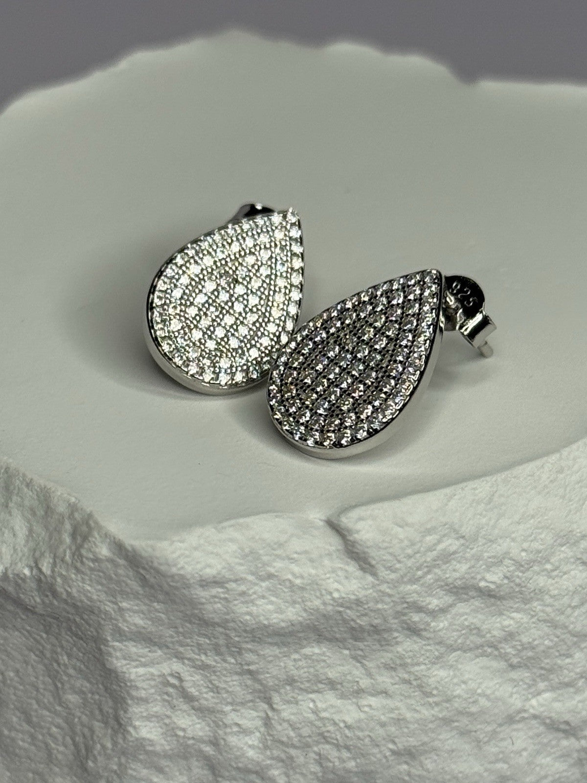 925 Sterling Silver Drop CZ Earrings Length 0.65 Inch