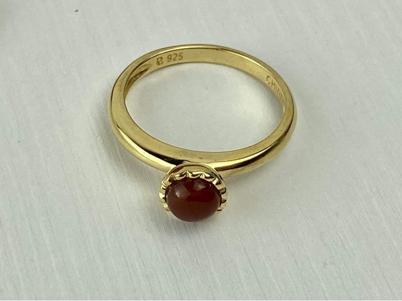 925 Sterling Silver Gold Plated Pyrope Garnet Ring Size 9.5