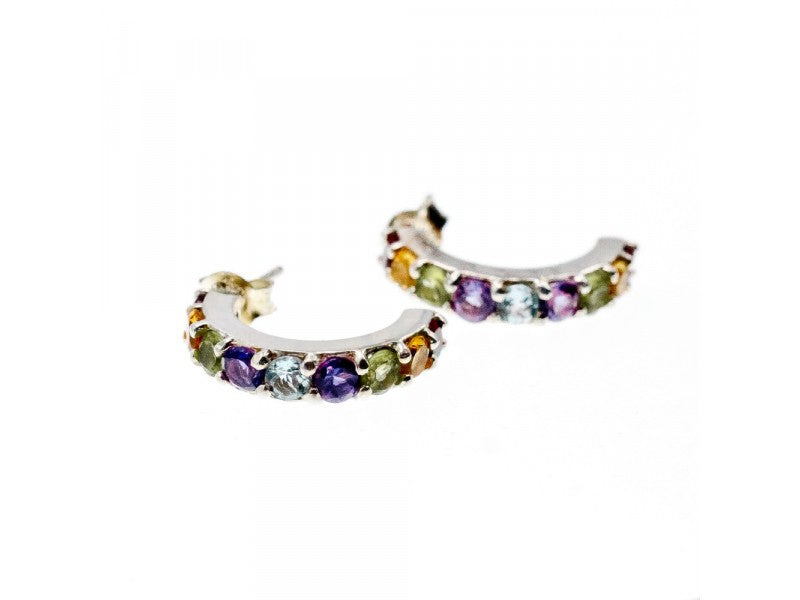 925 Sterling Silver Multi Gemstones Earrings