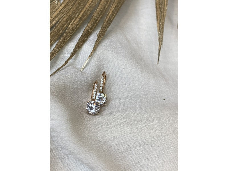 925 Sterling Silver Gold Plated CZ Earrings