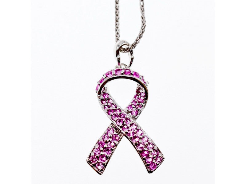 925 Sterling Silver Pink CZ Pendant