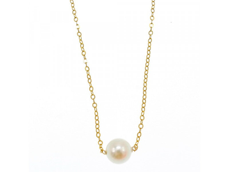Children'S 14K Yellow Gold Pearl Chain With Pendant