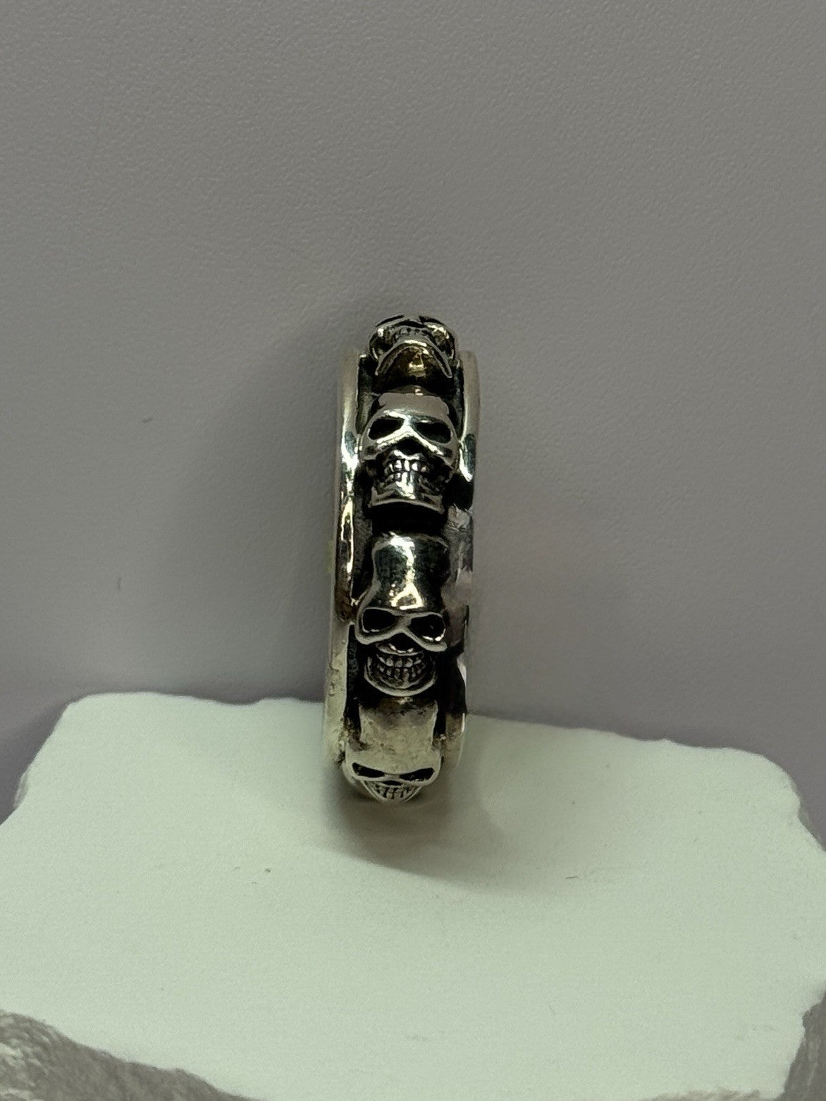 925 Sterling Silver Skull Custom Ring Size 10.5
