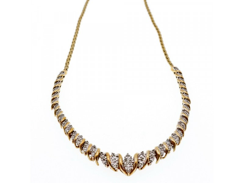925 Sterling Silver Gold Plated Diamonds Necklace